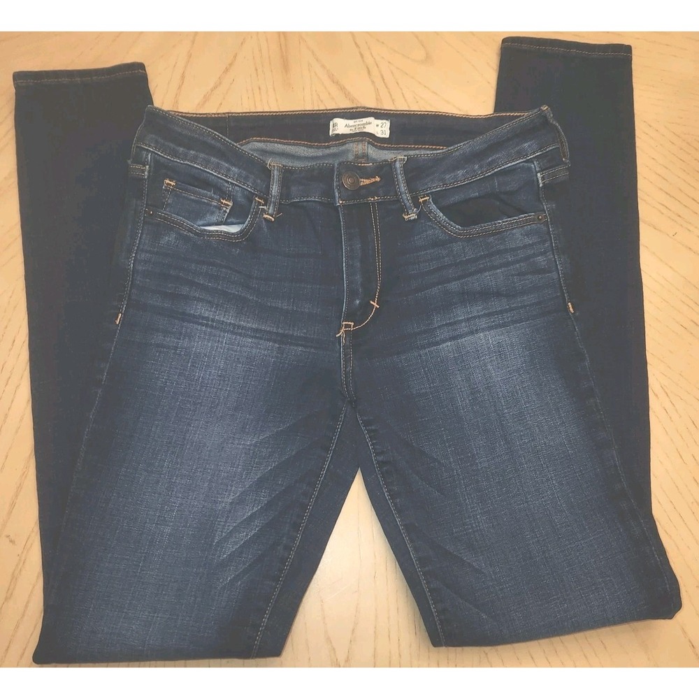 Abercrombie Fitch Jeans Womens 27x31 Blue Super Skinny Ankle High Rise Denim - Picture 1 of 11